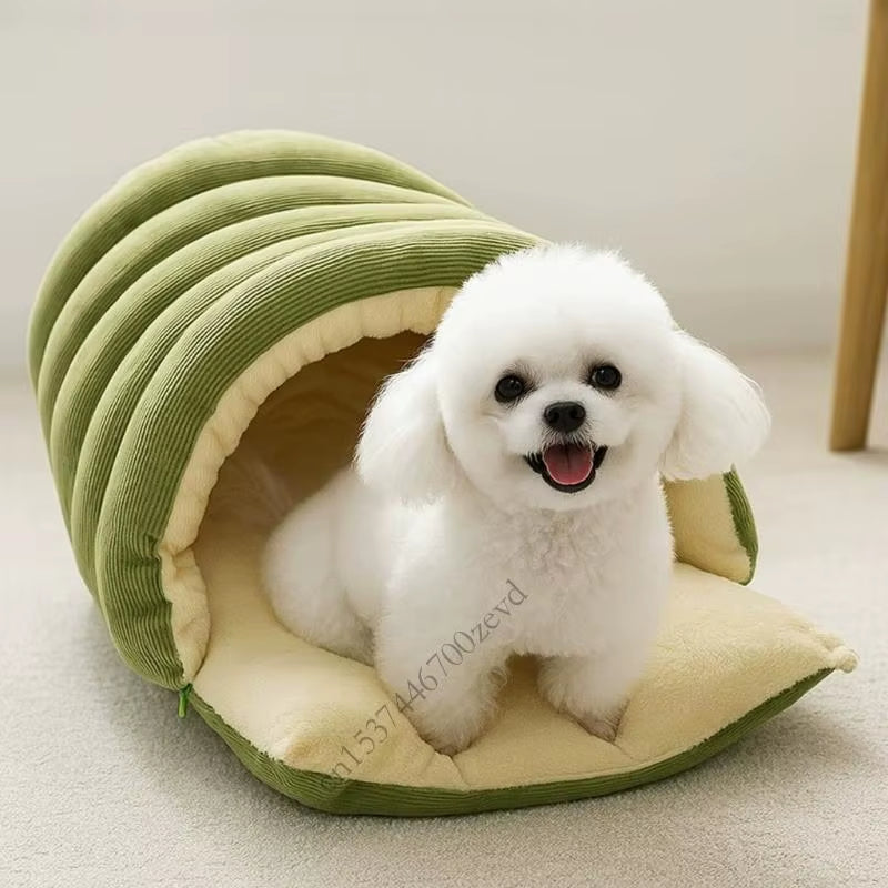 Cozy Washable Cat House with Anxiety Relief Plush Bed