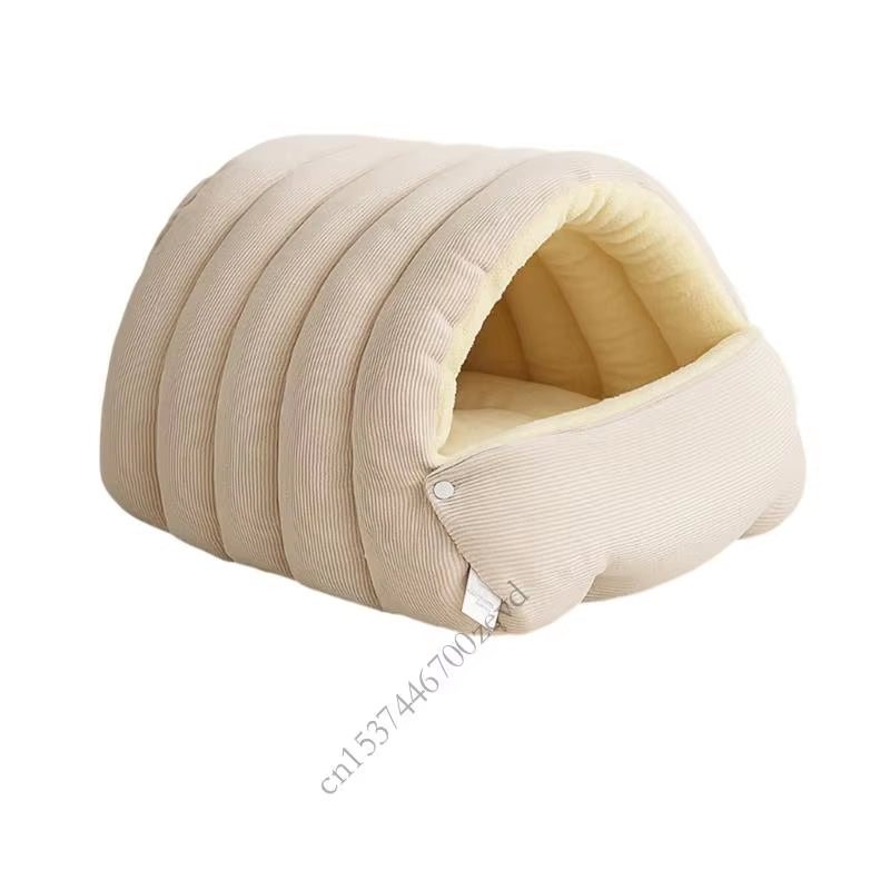 Cozy Washable Cat House with Anxiety Relief Plush Bed