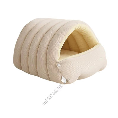 Cozy Washable Cat House with Anxiety Relief Plush Bed