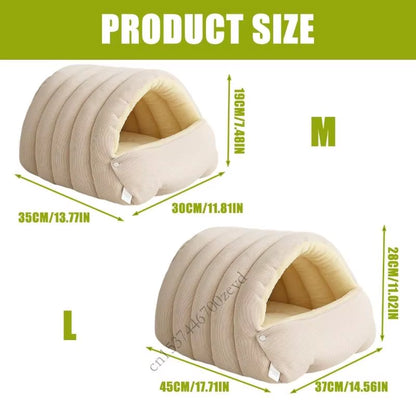 Cozy Washable Cat House with Anxiety Relief Plush Bed